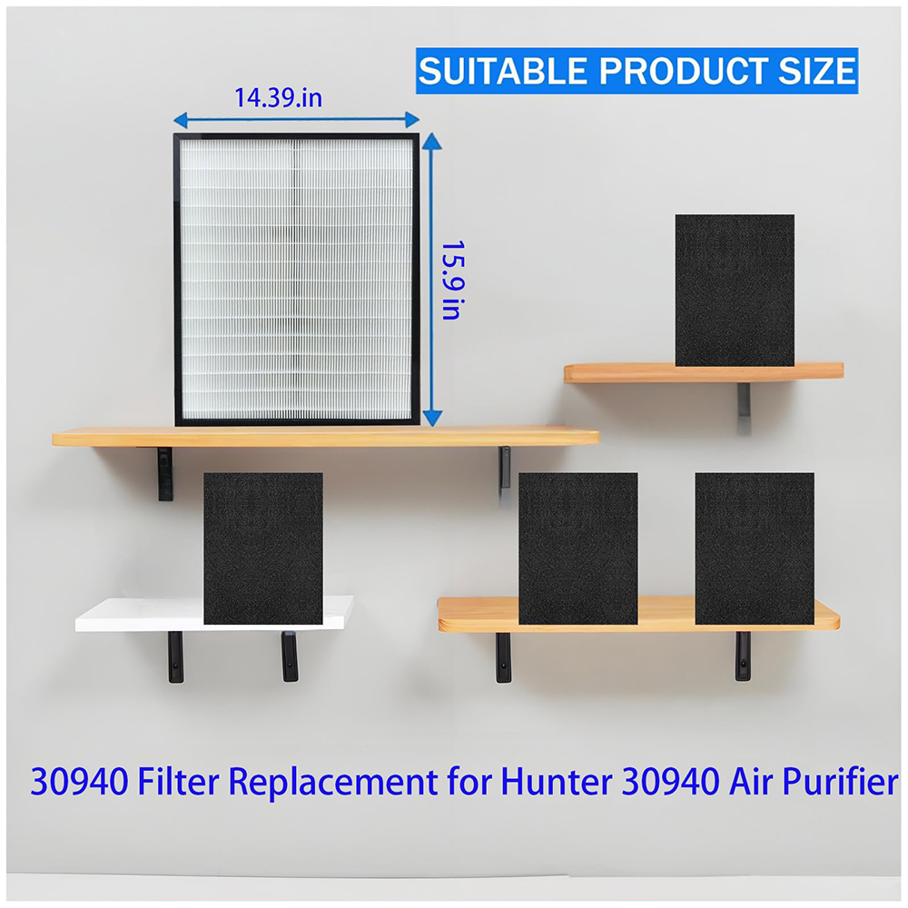 30940 Filter Replacement for Hunter 30940 Air Purifier, Models: 30210/30214/30215/30216/30225/30244/30245/30260/30398/30400/30401/30402/30525/36260/36395/37225