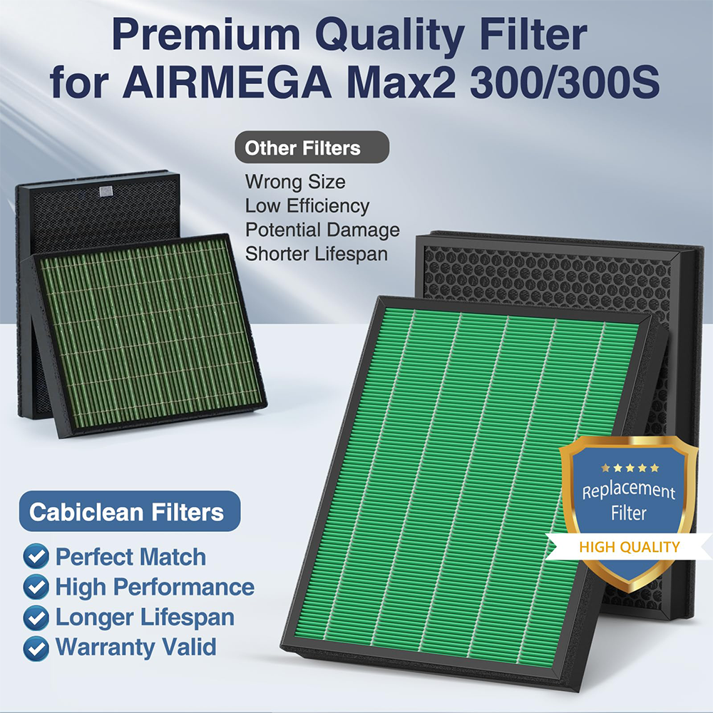 300/300S Replacement Filter for Coway AIRMEGA Max2 300/300S Air Purifier, Combined with HEPA and Activated Carbon 2-in-1 Filter