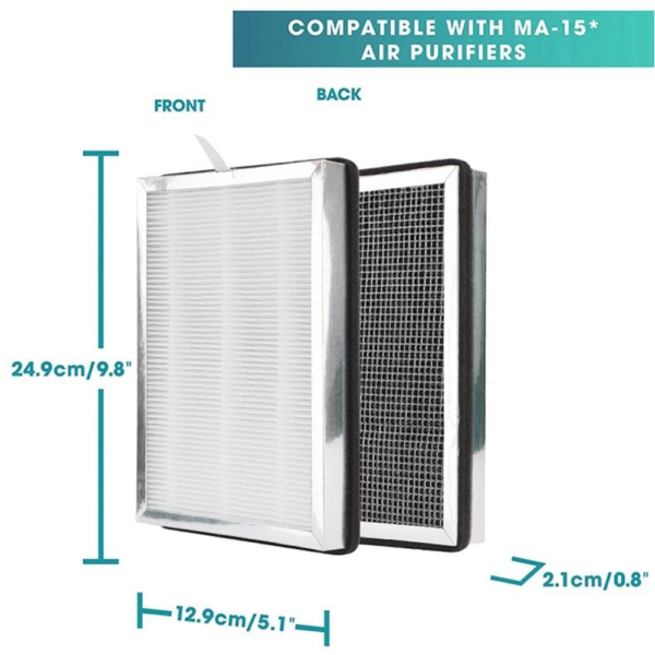 Replacement Parts Ture Hepa Filter and Activated Carbon Filter Compatible with Medify MA-15 Series Air Purifier, Pre-Filters