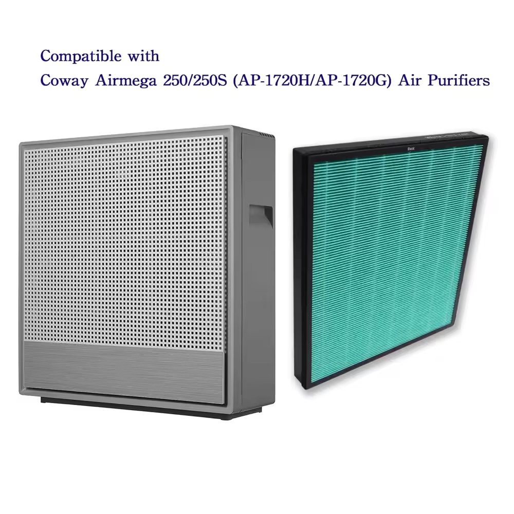 Compatible with Coway Airmega 250S and Coway Airmega 250 Air Purifier, Max 2 Green True HEPA and Active Carbon Filter
